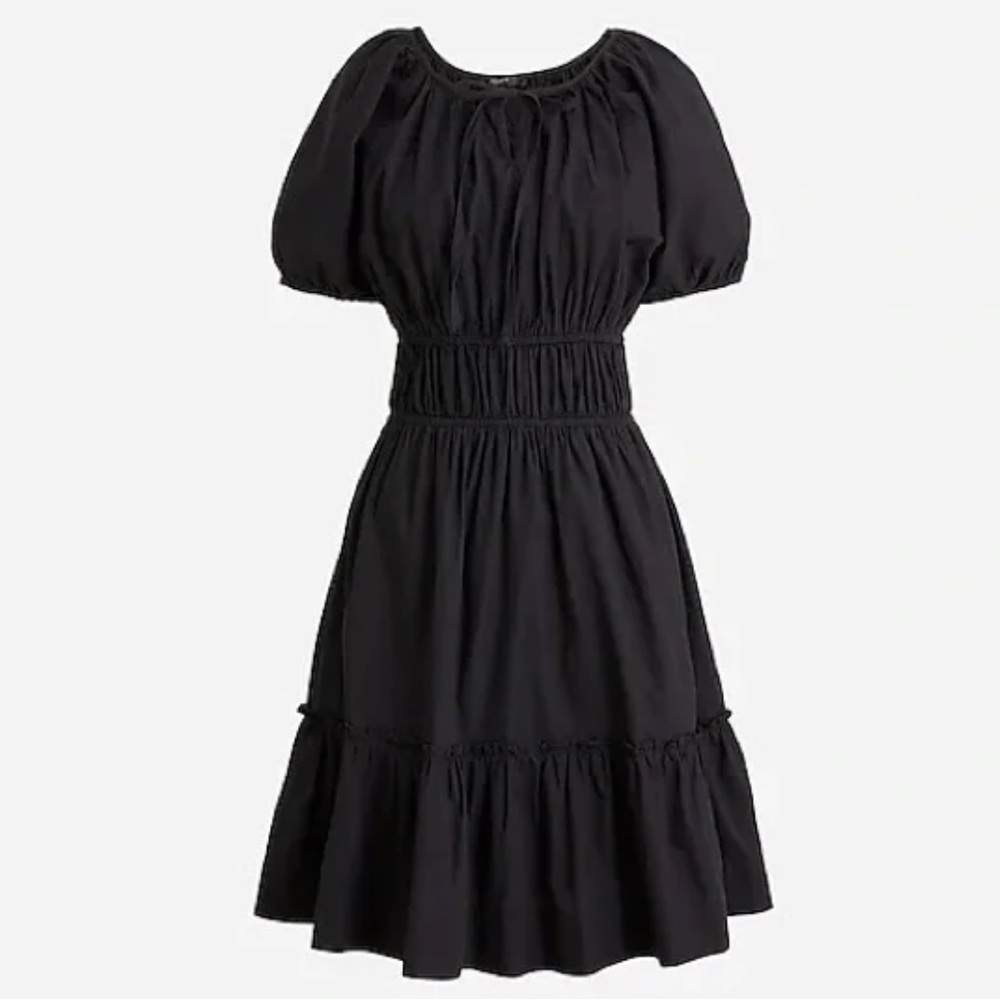 J. Crew Cinched waist puff sleeve dress BK946 black S
